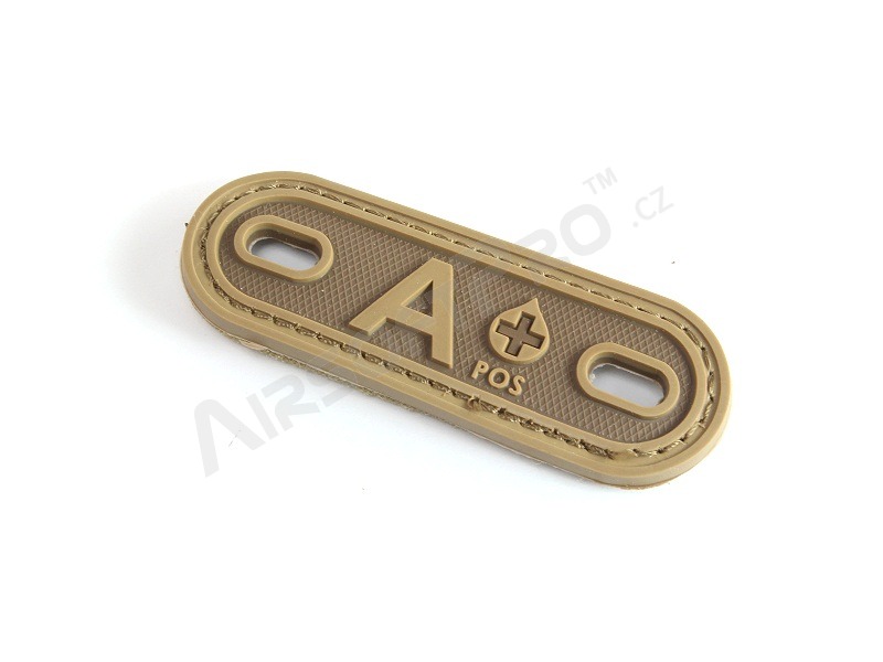 PVC 3D Etichetă pentru grupa sanguină A - Coyote Brown (CB) [EmersonGear]