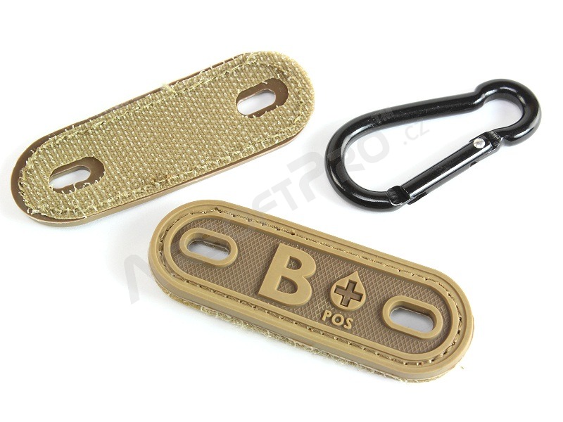 PVC 3D Etichetă pentru grupa sanguină B - Coyote Brown (CB) [EmersonGear]
