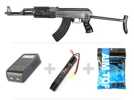 Pușcă airsoft AK47S (CM.028B) HQ baterie Li-Ion HQ încărcător 0,25g BBs [CYMA]