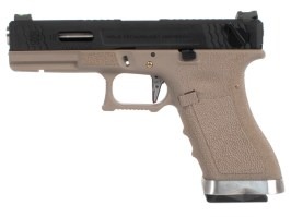 Pistol airsoft R18C Gen4 T5, glisieră neagră, țeavă argintie - TAN [WE]
