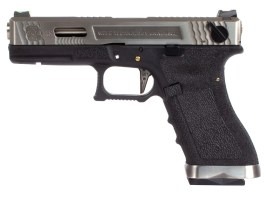 Pistol airsoft R18C Gen4 T5, glisieră argintie, țeavă argintie - Negru [WE]
