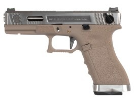 Pistol airsoft R18C Gen4 T5, glisieră argintie, țeavă argintie - TAN [WE]