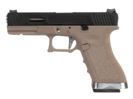 Pistol airsoft R17 Gen4 T5, receptor negru, țeavă argintie - TAN [WE]