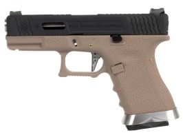 Pistol airsoft R19 Gen4 T5 - glisieră neagră, țeavă argintie - TAN [WE]
