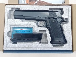 Airsoft pistol Match 1911 acțiune arc - negru - SERVISED [KWC]