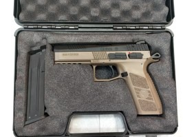 Airsoft pistol CZ P-09 DT FDE, diapozitiv metalic, Gaz blowback caz - UNRELIABLE [ASG]