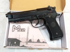 Pistol airsoft M92 cu gaz blowback CO2 - negru, full auto, 1,6J - UNFUNCTIONAL [KWC]