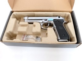 Pistol airsoft M92F Nichel, fullmetal, blowback - NON-FUNCTIONAL [WE]