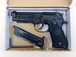 Pistol airsoft M92 cu gaz blowback CO2 - negru, full auto, 1,6J - UNFUNCTIONAL [KWC]