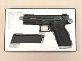 Pistol airsoft KP-13F, țeava cu filet, full auto (GBB) - negru - SERVISED [KJ Works]