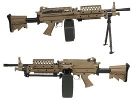 Mitralieră Airsoft FN MK46 MOD 0 SOCOM cu stoc retractabil - Full Metal, DE [A&K]