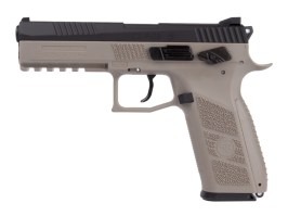 Armă cu aer comprimat CZ P-09, CO2 blowback, cal. 4.5mm (.177) peleți - Dual Tone FDE [ASG]