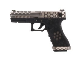 Pistol Airsoft GBB G-HexCut VX02, Automat - Argint/Negru [AW Custom]