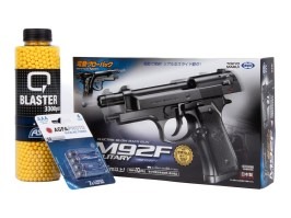 Pachet: Pistol Airsoft M92F Military, EBB + 3000 BBs + 4 baterii [Tokyo Marui]