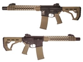 Pușcă airsoft M4 AR15 SilentOps DMR Alpha EAGLE, Full Metal - TAN / Negru [Delta Armory]