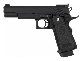 Pistol Airsoft EC-2101 cu glisieră metalică, alimentat cu gaz, cu sistem blowback (GBB) – negru [E&C]