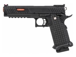 Pistol Airsoft EC-2102 cu glisieră metalică, pe gaz, cu recul (GBB) – negru [E&C]