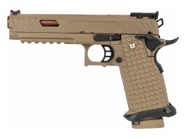 Pistol Airsoft EC-2102 cu glisieră metalică, alimentat cu gaz, cu recul (GBB) - DE [E&C]