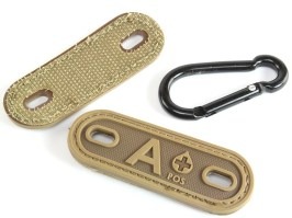 PVC 3D Etichetă pentru grupa sanguină A - Coyote Brown (CB) [EmersonGear]