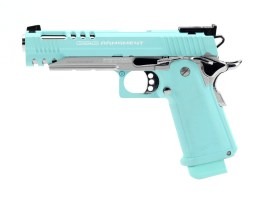 Pistol airsoft GPM1911 CP, complet metalic, cu gaz (GBB) - Macaron Blue [G&G]