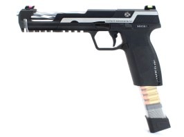 Pistol airsoft Piranha SL, complet metalic, cu gaz (GBB) - argintiu [G&G]