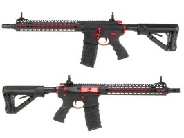 Pușcă airsoft CM16 SRXL Red Edition, Sportline, negru, declanșator electronic [G&G]