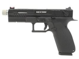 Pistol airsoft KP-13F, țeava cu filet, full auto (GBB) - negru [KJ Works]