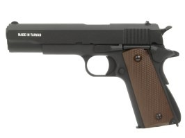 Pistol airsoft 1911 A1, complet metalic, gaz blowback - negru [KJ Works]