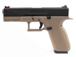 Pistol airsoft KP-13, glisieră metalică neagră, blowback, CO2 - TAN [KJ Works]