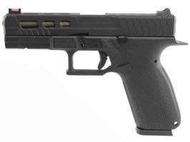 Pistol airsoft KP-13C, glisieră metalică, țeavă aurie, blowback (GBB) - negru [KJ Works]