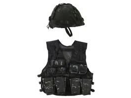 Set vestă și cască de asalt pentru copii - BTP Black [KOMBAT Kids]