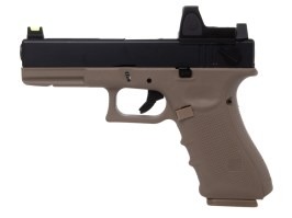 Pistol airsoft EU8 cu RDS, explozie, glisieră metalică, gaz blowback - TAN [Raven]