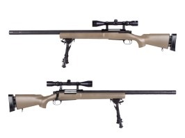M24 Military cu frână de bot + lunetă + bipod - TAN + UPGRADE GRATUIT 500 FPS [Snow Wolf]