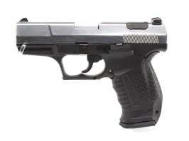 Pistol airsoft E99 - Metal, gaz blowback - negru cu glisieră argintie [WE]