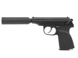 Pistol airsoft MA 654K, - amortizor de zgomot cu țeavă extinsă - full metal, blowback [WE]