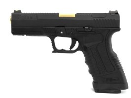 Pistol airsoft GP1799 T1 - GBB, glisieră metalică neagră, cadru negru, țeavă aurie [WE]