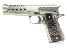 Pistol airsoft M1911 Hex Cut - GBB, full metal, Gen.2 - argintiu [WE]