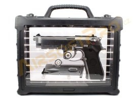 Pistol airsoft M9A1 Gen2, nichel, fullmetal, AUTO blowback, LED BOX [WE]