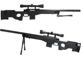 Lunetist Airsoft L96 AWS MB4401D cu lunetă și bipod - Negru [Well]