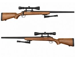 Airsoft lunetist MB03D lemn + lunetă + bipod [Well]